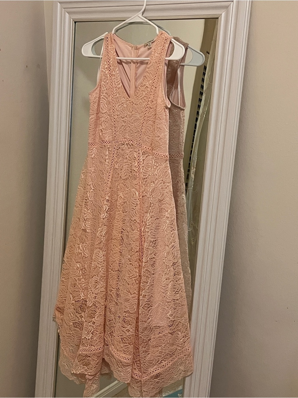 Lace A-Line Dress in Blush Pink